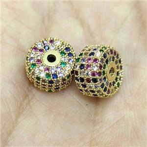 Copper Heishi Spacer Beads Micro Multicolor Zirconia Gold Plated, approx 6x10mm
