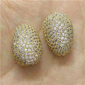 Copper Teardrop Beads Micro Pave Zirconia Gold Plated, approx 15-22mm