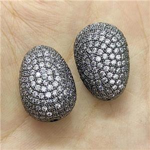 Copper Teardrop Beads Micro Pave Zirconia Black Plated, approx 15-22mm