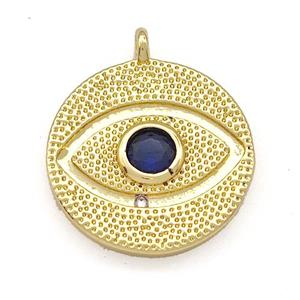 Copper Eye Pendant Pave Zircon Gold Plated, approx 16mm