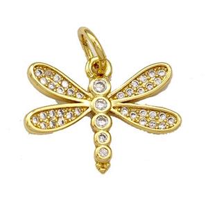 Copper Dragonfly Pendant Micro Pave Zirconia Gold Plated, approx 14-18mm
