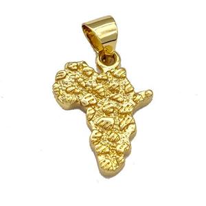 African Map Copper Pendant Gold Plated, approx 13-15mm