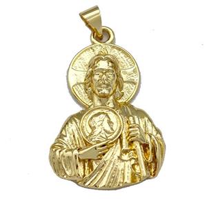 Jesus Charms Copper Pendant Gold Plated, approx 20-28mm