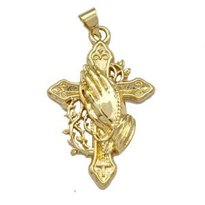 Copper Cross Pendant Prayer Gold Plated, approx 20-30mm