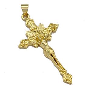Copper Cross Pendant Jesus Gold Plated, approx 22-40mm