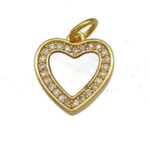 Copper Heart Pendant Pave Shell Zirconia 18K Gold pLated, approx 11.5mm