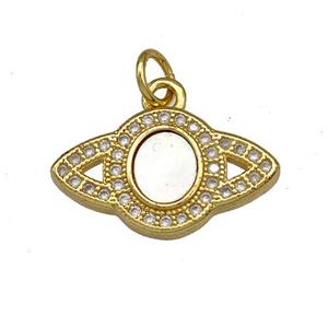 Copper Eye Charms Pendant Pave Shell Zircon 18K Gold Plated, approx 11-18mm