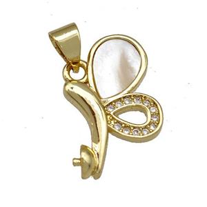 Copper Scalewing Pendant Pave Shell Zircon 18K Gold Plated, approx 11-19mm