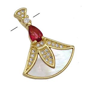 Copper Butterfly Pendant Pave Shell Zircon 18K Gold Plated, approx 18-24mm
