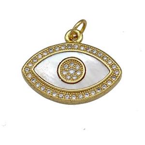 Copper Eye Pendant Pave Shell Zircon 18K Gold Plated, approx 13-20mm