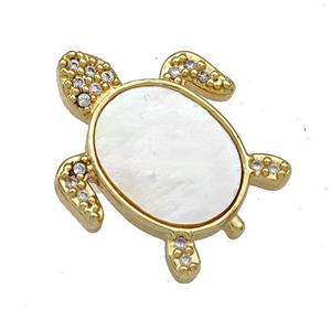Copper Tortoise Charms Pendant Pave Shell Zircon 18K Gold Plated, approx 16-19mm