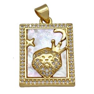 Copper Tarot Card Pendant Pave Zircon Crown 18K Gold Plated, approx 16-20mm