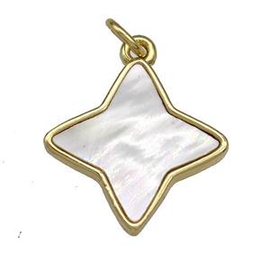 Copper Star Pendant Pave Shell 18K Gold Plated, approx 17mm