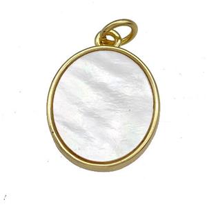 Copper Oval Pendant Pave Shell 18K Gold Plated, approx 14-17mm