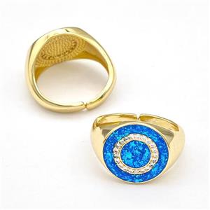 Copper Rings Pave Fire Opal Zirconia Circle 18K Gold Plated, approx 15mm, 18mm dia