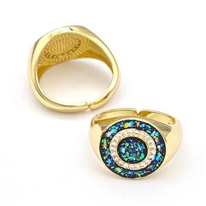 Copper Rings Pave Fire Opal Zirconia Circle 18K Gold Plated, approx 15mm, 18mm dia