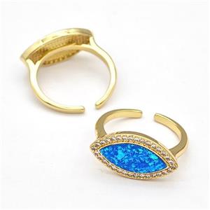 Copper Rings Pave Fire Opal Zirconia Eye 18K Gold Plated, approx 11-19mm, 18mm dia