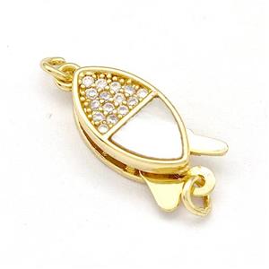 Copper Slide Clasp Pave Shell Zirconia 18K Gold Plated, approx 7-16mm