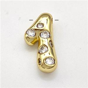 Copper Number-1 Pendant Micro Pave Zirconia Gold Plated, approx 10-20mm