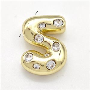 Copper Number-5 Pendant Micro Pave Zirconia Gold Plated, approx 10-20mm