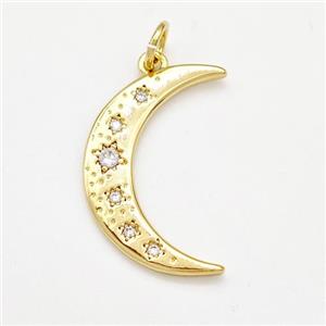 Copper Moon Charms Pendant Pave Zirconia Gold Plated, approx 15-22mm