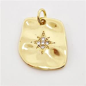 Copper Slice Pendant Micro Pave Zirconia Northstar Gold Plated, approx 15-16mm