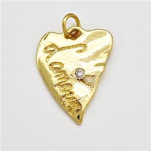 Copper Heart Pendnat Pave Zircon Gold Plated, approx 16-20mm