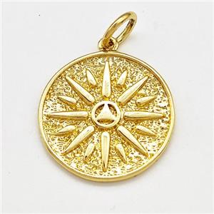 Copper Sun Charms Pendant Gold Plated, approx 18mm