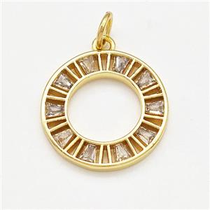 Copper Circle Pendant Pave Zirconia Gold Plated, approx 16mm