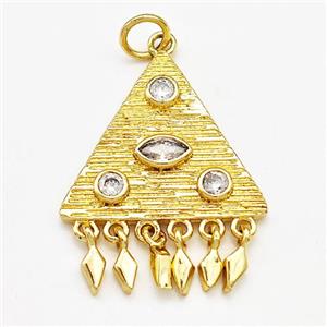 Copper Triangle Charms Pendant Pave Zirconia Gold Plated, approx 20mm