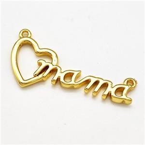 Mama Heart Copper Pendant 2loops Gold Plated, approx 5-35mm