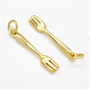 Fork Charms Copper Pendant Gold Plated, approx 5-25mm