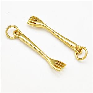 Fork Charms Copper Pendant Gold Plated, approx 5-25mm