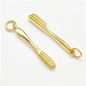 Toothbrush Charms Copper Pendant Gold Plated, approx 4-25mm