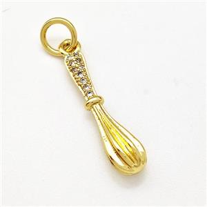 Spoon Charms Copper Pendant Pave Zircon Gold Plated, approx 5-22mm
