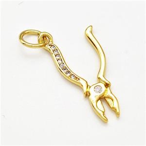Pliers Charms Copper Pendant Pave Zircon Gold Plated, approx 11-22mm