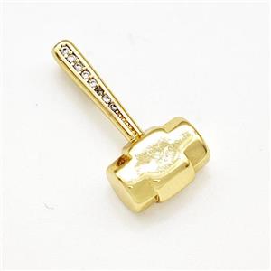 Hammer Charms Copper Pendant Pave Zircon Gold Plated, approx 10-20mm