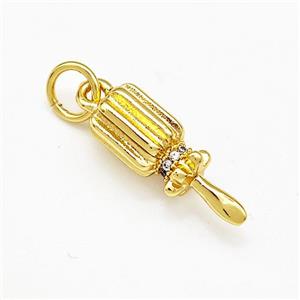 Copper Pendant Pave Zircon Gold Plated, approx 6.5-18mm