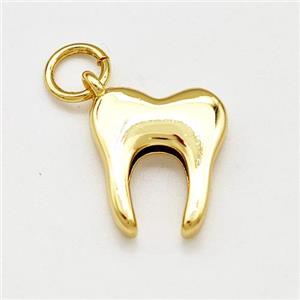Tooth Charms Copper Pendant Pave Zircon Gold Plated, approx 12-14mm