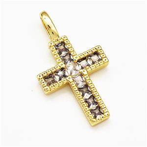 Copper Cross Pendant Micro Pave Zirconia Gold Plated, approx 15-28mm