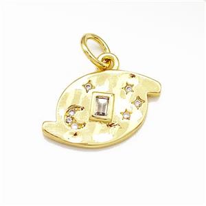 Copper Planet Moon Star Pendant Pave Zircon Gold Plated, approx 11-18mm