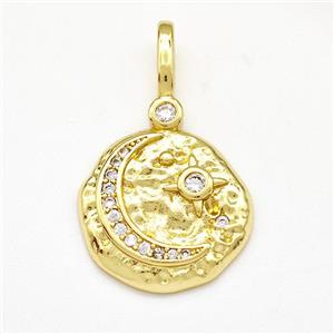 Copper Moon Pendant Micro Pave Zirconia Gold Plated, approx 16mm
