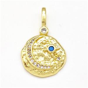 Copper Moon Pendant Micro Pave Zirconia Gold Plated, approx 16mm