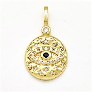 Copper Eveil Eye Pendant Micro Pave Zirconia Gold Plated, approx 15-16mm