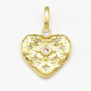 Copper Heart Pendant Micro Pave Zirconia Gold Plated, approx 16mm