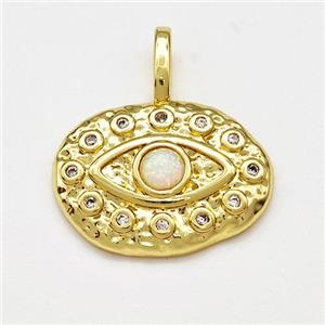Copper Eye Pendant Micro Pave Zirconia Gold Plated, approx 14.5-20mm