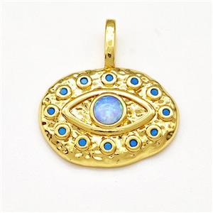 Copper Eye Pendant Micro Pave Zirconia Gold Plated, approx 14.5-20mm