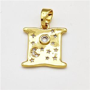 Copper Moon Sun Pendant Pave Zircon Gold Plated, approx 17mm