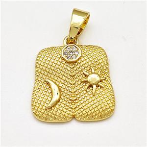 Copper Moon Sun Pendant Pave Zircon Gold Plated, approx 17-18mm