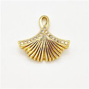 Copper Pendant Pave Zircon Gold Plated, approx 17mm